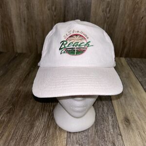 Vintage St Thomas Beach Club Trucker Hat Cap Adult Snapback Light Pink Corduroy